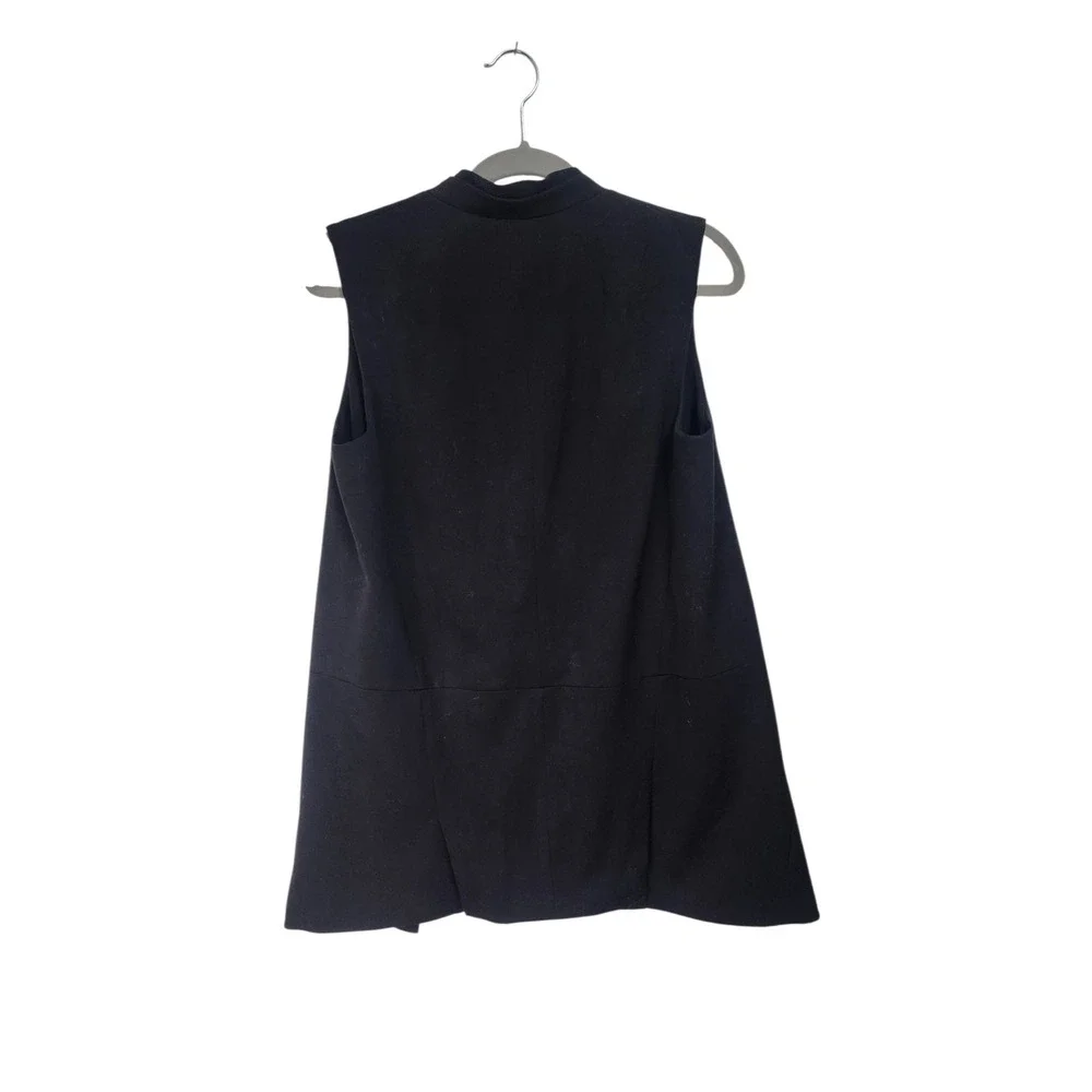 White House Black Market Black Sleeveless‎ Collarless Long Vest Blazer